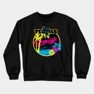 Texas Style Surfer with Palm Trees in CMYK Crewneck Sweatshirt